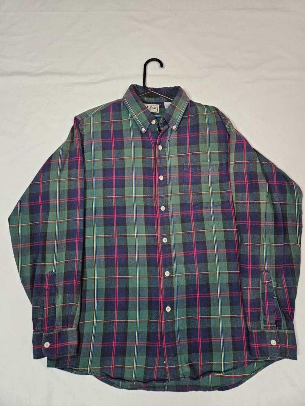 Vintage L.L. Bean Made in USA Green Plaid Flannel Shirt M 🌲 Heritage Workwear
